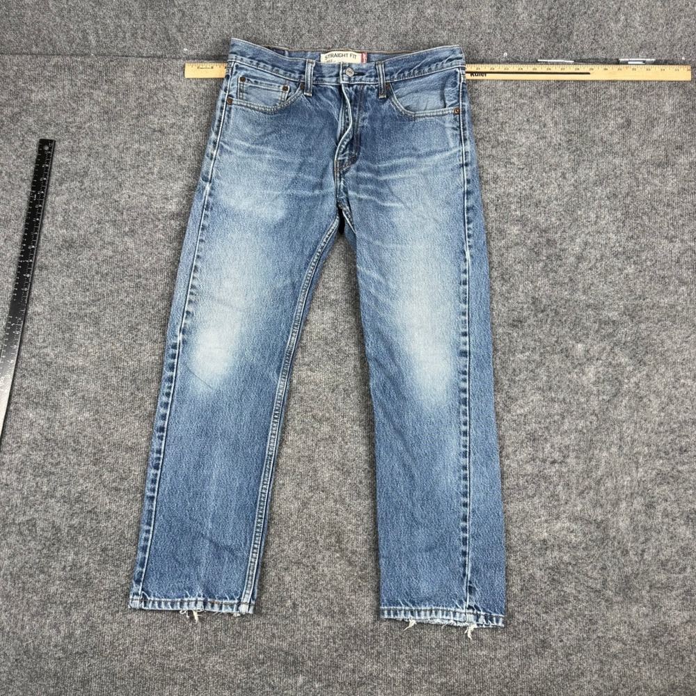 Levi's Jeans Mens Size 33x30 Blue 505 Straight Fit Medium Wash Denim Frayed Hem